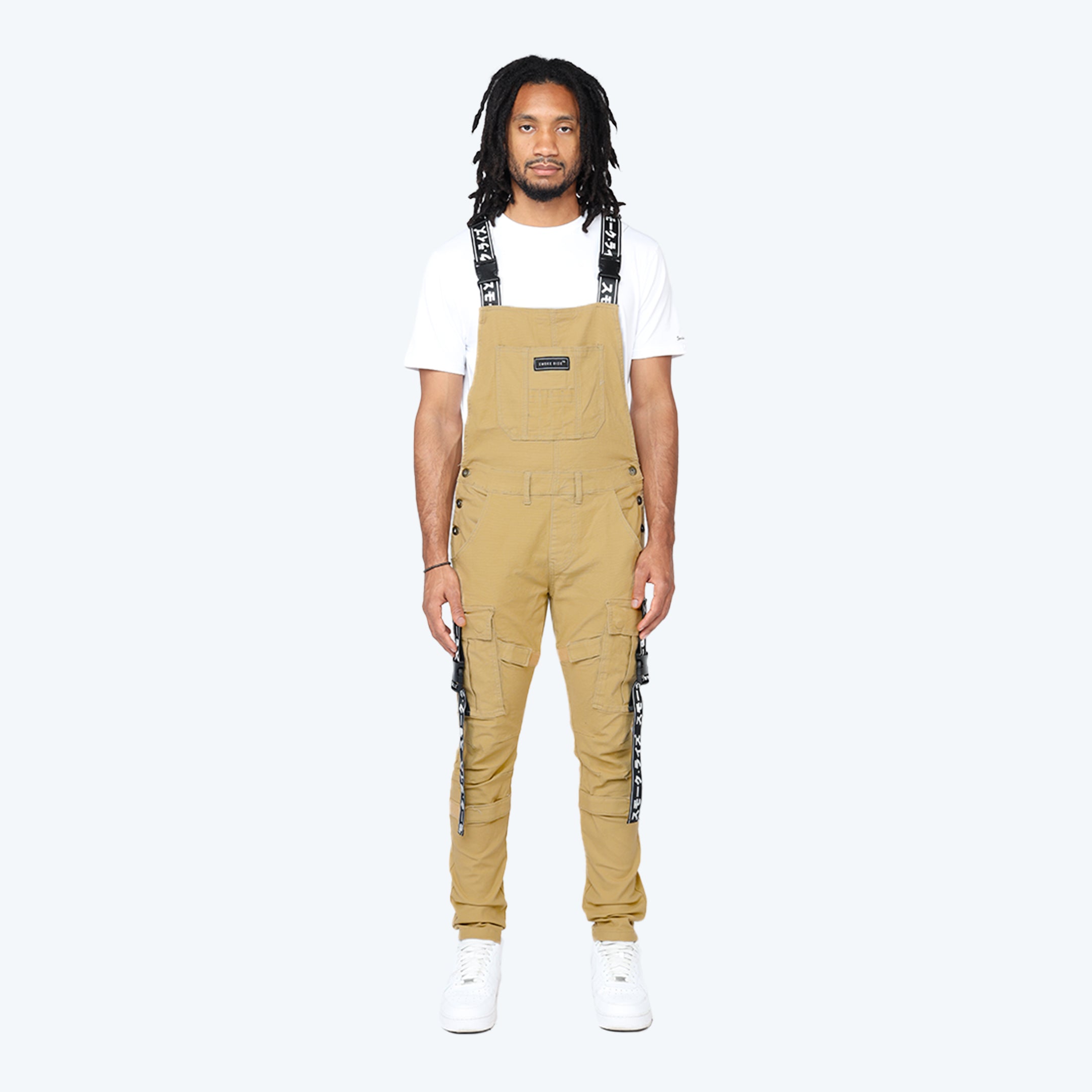 Multi Cargo Fashion Twill Overalls - Khaki