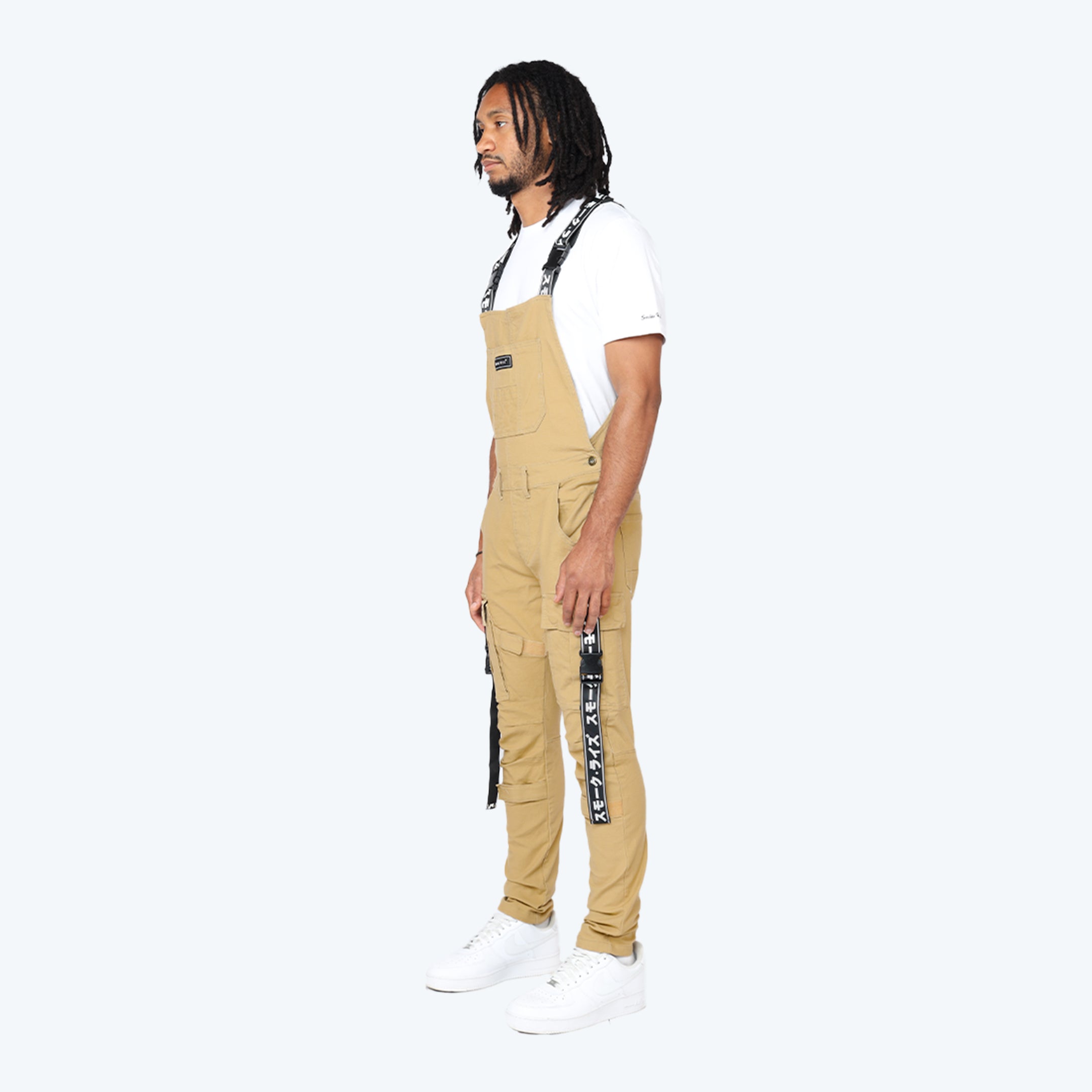 Multi Cargo Fashion Twill Overalls - Khaki