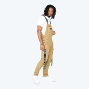 Multi Cargo Fashion Twill Overalls - Khaki