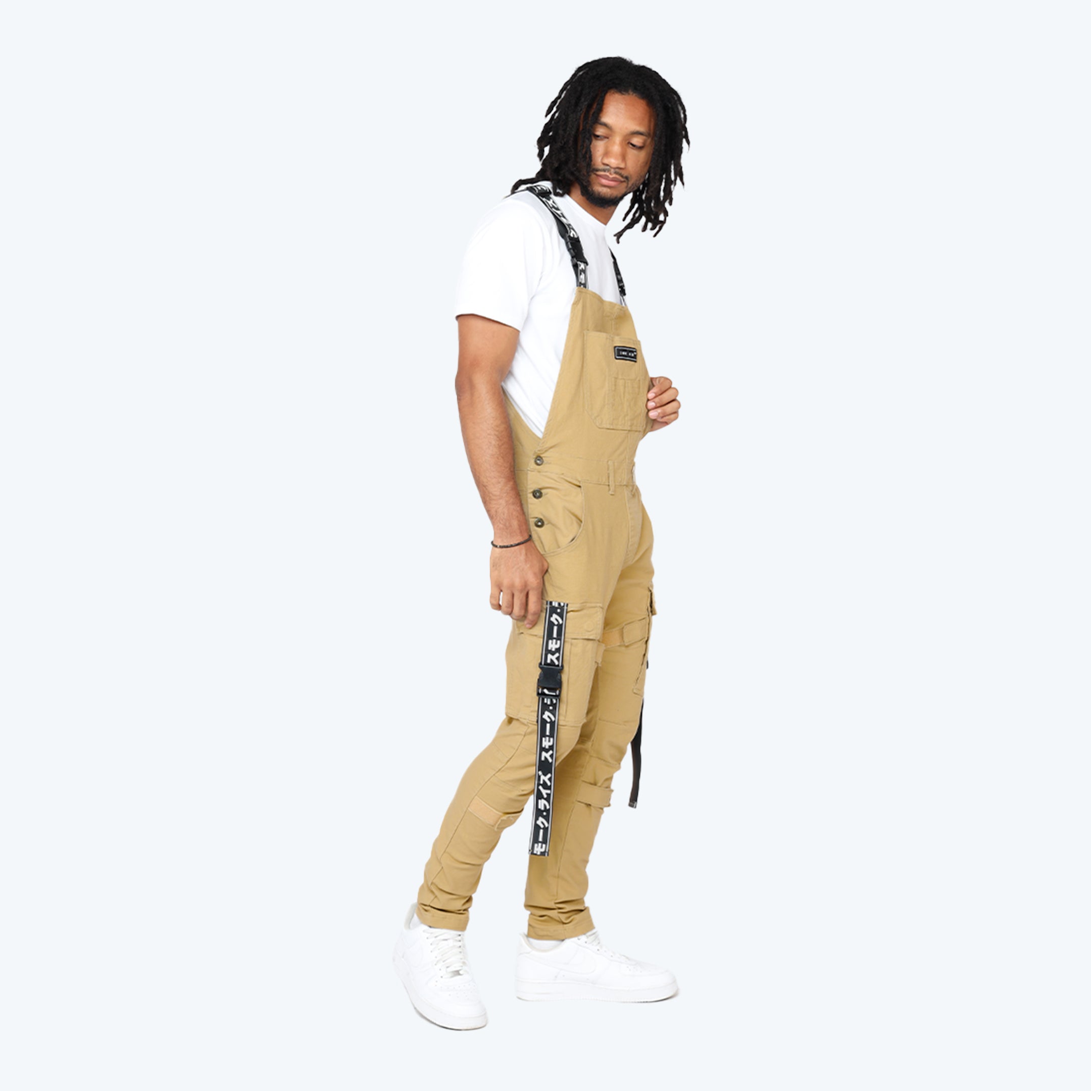 Multi Cargo Fashion Twill Overalls - Khaki