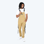 Multi Cargo Fashion Twill Overalls - Khaki