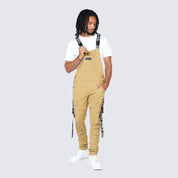 Multi Cargo Fashion Twill Overalls - Khaki