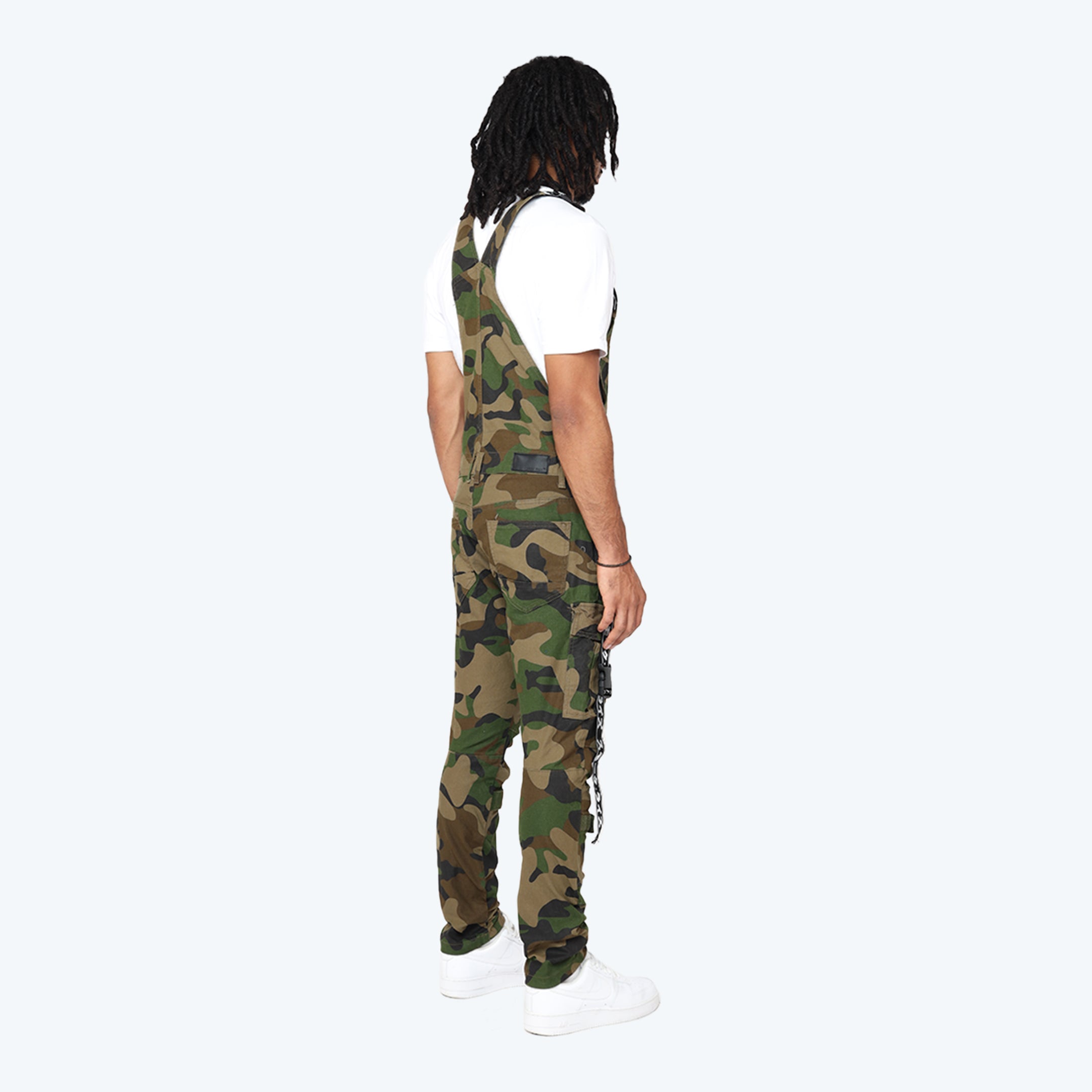 Multi Cargo Fashion Twill Overalls - Wood Camo