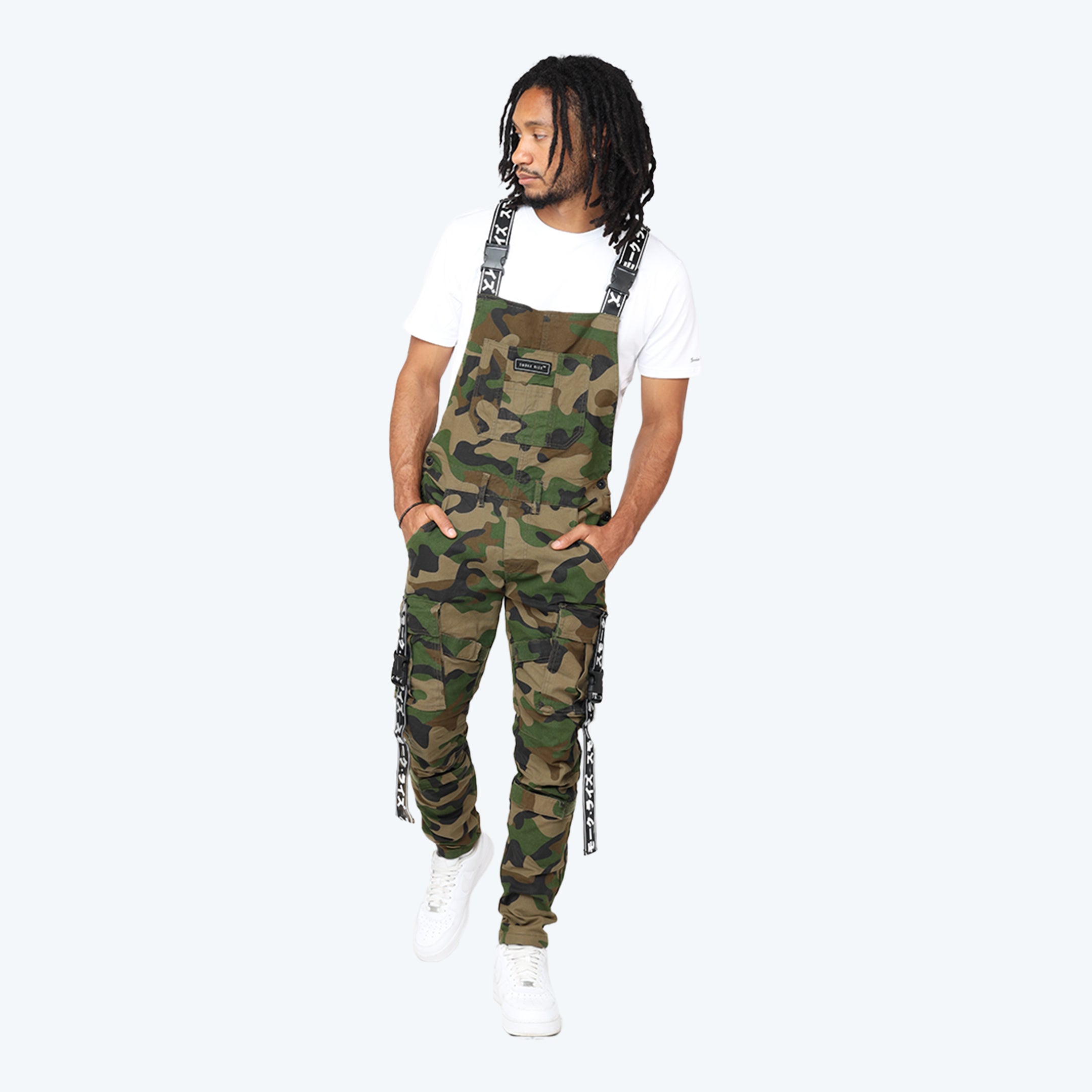 Multi Cargo Fashion Twill Overalls - Wood Camo