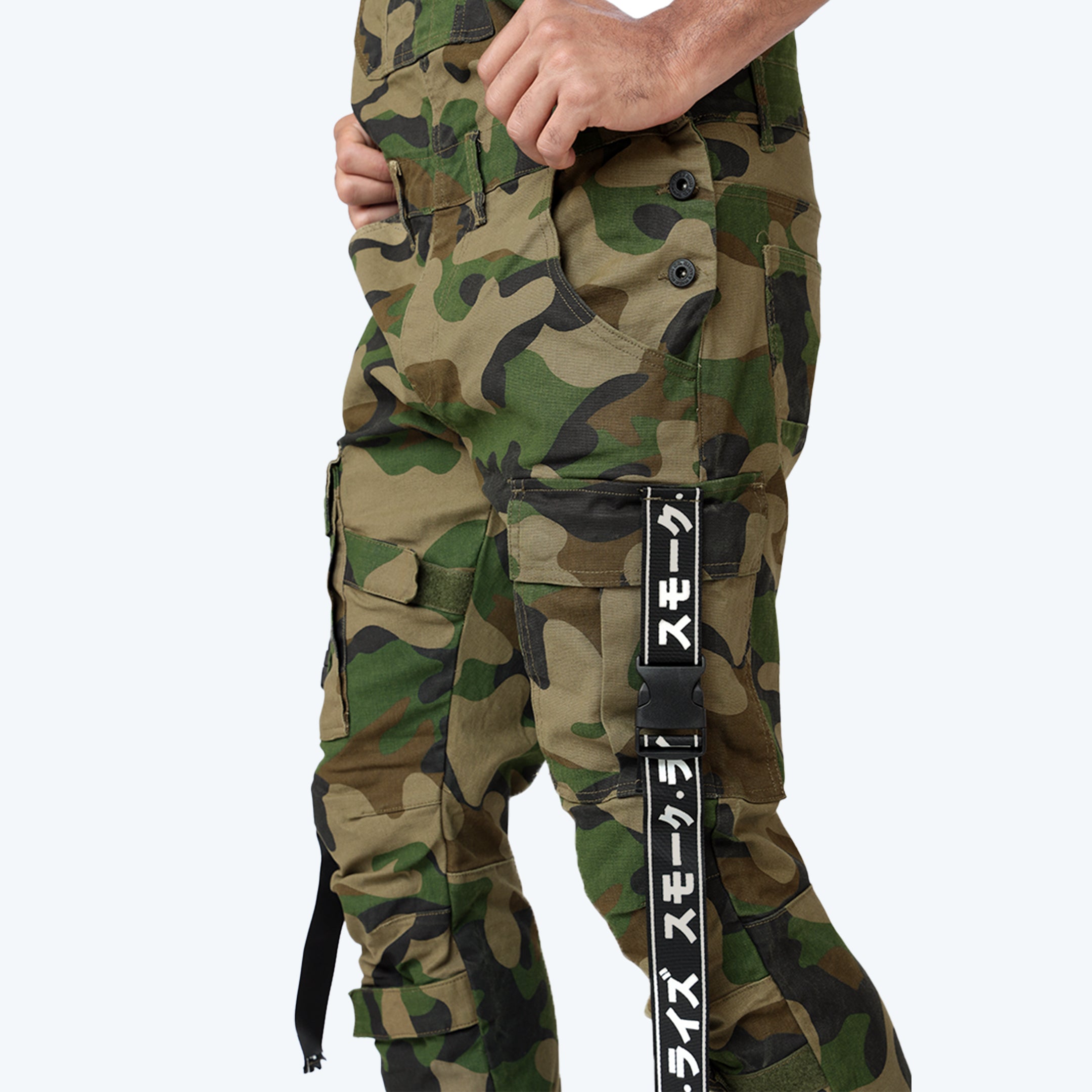 Multi Cargo Fashion Twill Overalls - Wood Camo