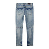 Vintage Washed Rip And Repair Denim Jeans - Florence Blue