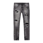 Vintage Washed Rip And Repair Denim Jeans - Pluto Grey
