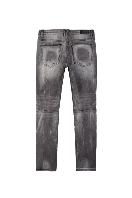 Vintage Washed Rip And Repair Denim Jeans - Pluto Grey