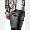 Vintage Washed Rip And Repair Denim Jeans - Pluto Grey
