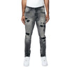 Vintage Washed Rip And Repair Denim Jeans - Pluto Grey