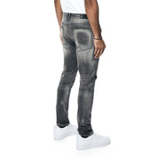 Smoke Rise Vintage Washed Rip And Repair Denim Jeans - Pluto Grey