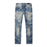 Lightning Effect Denim Jeans - Hunter Blue