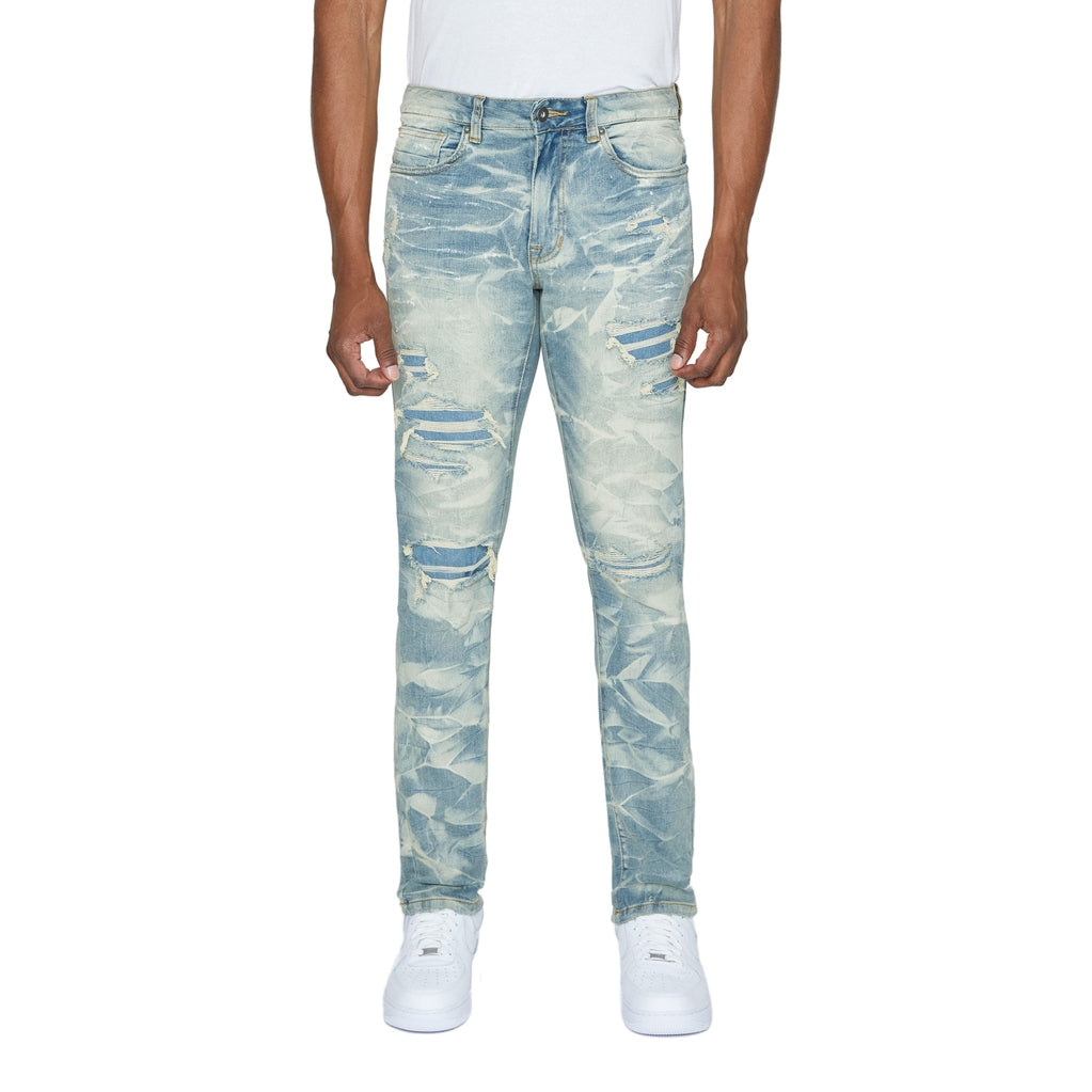 Smoke Rise Lightning Effect Jeans - Clyde Blue