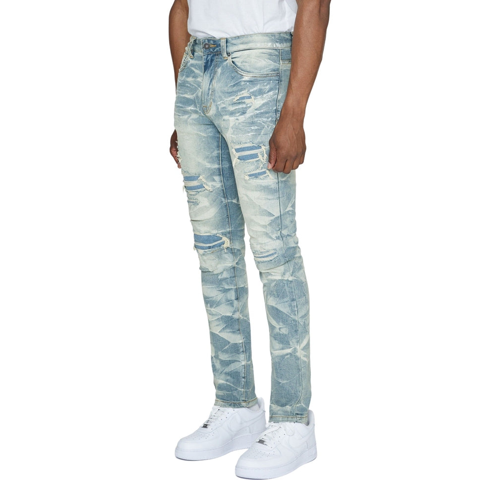 Smoke Rise Lightning Effect Jeans - Clyde Blue