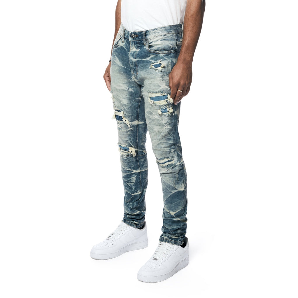 Lightning Effect Denim Jeans - Hunter Blue | SMOKERISENY.COM