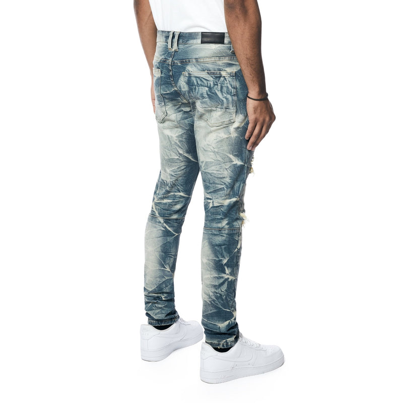 Lightning Effect Denim Jeans - Hunter Blue