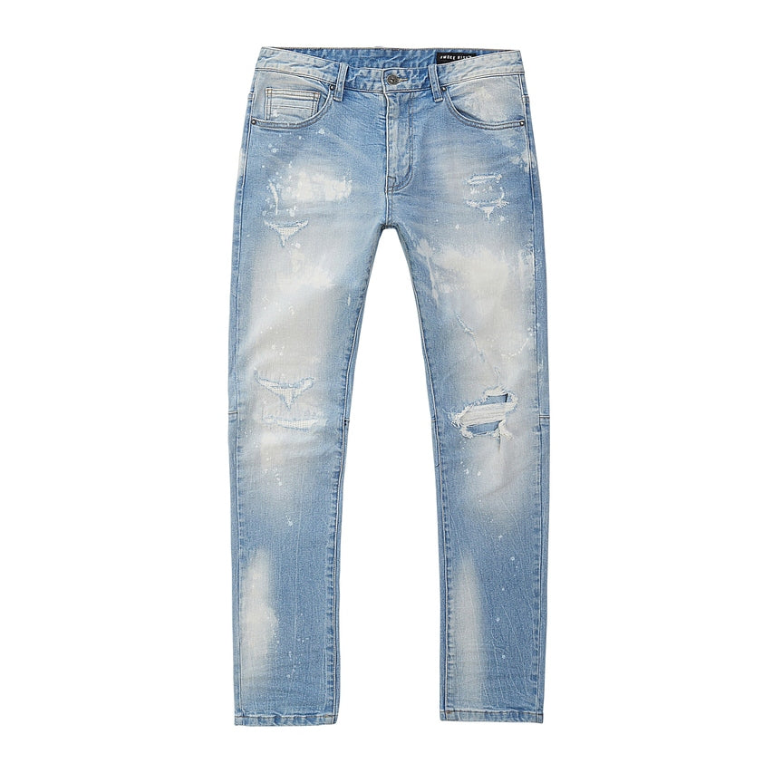 Smoke Rise Rip & Repaired Denim Jeans - Lowell Blue