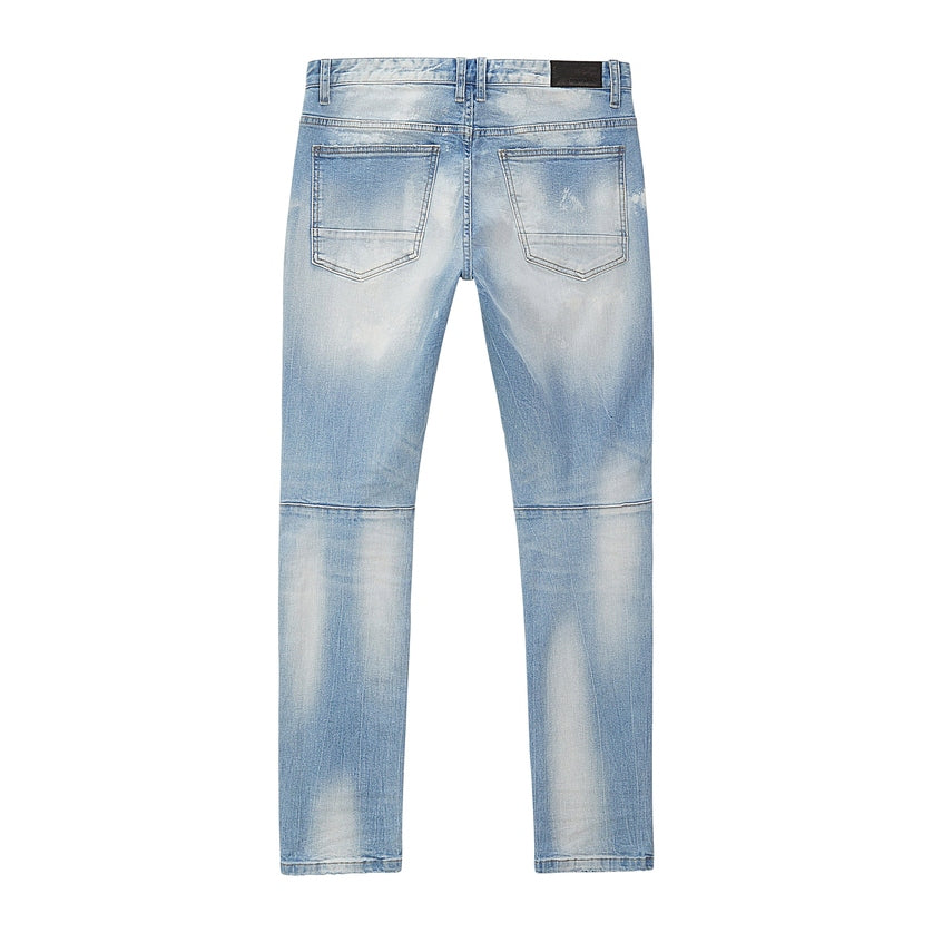 Smoke Rise Rip & Repaired Denim Jeans - Lowell Blue