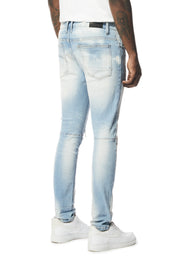Rip & Repaired Denim Jeans - Lowell Blue