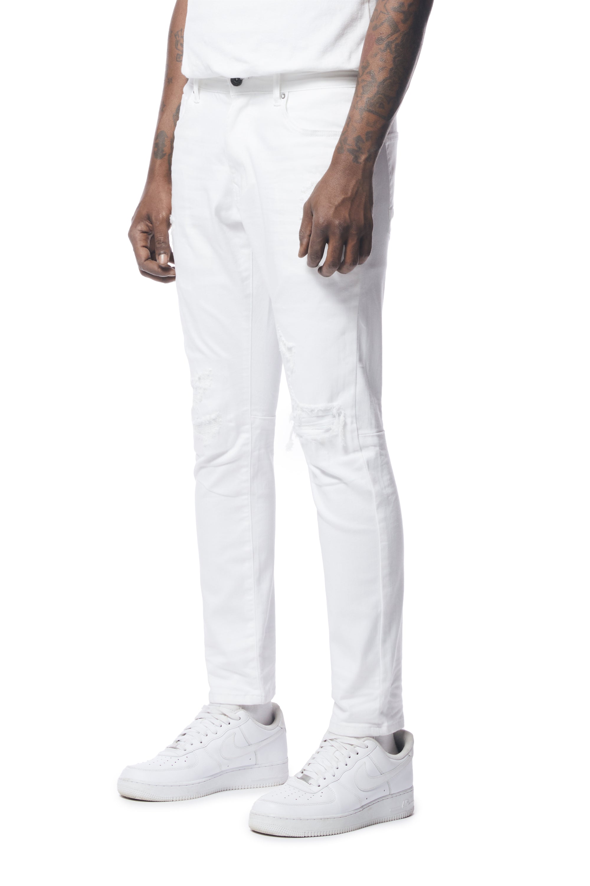 Rip & Repaired Denim Jeans - White