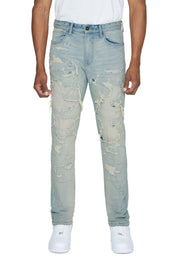 Heavy Distressed Jeans - Elm Blue