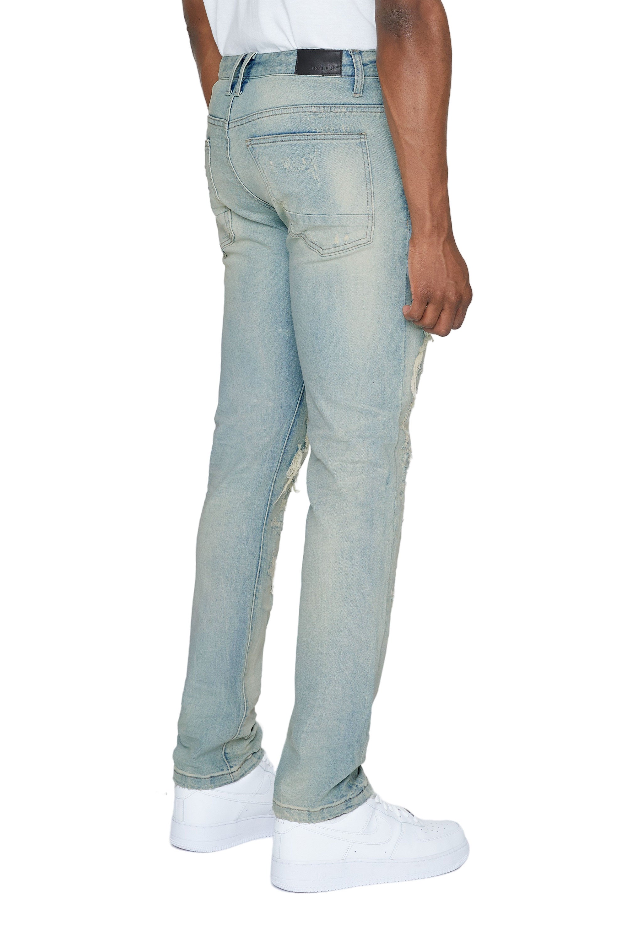 Heavy Distressed Jeans - Elm Blue