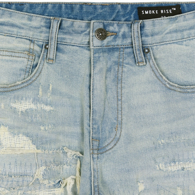 Smoke Rise Heavy Distressed Jeans - Elm Blue