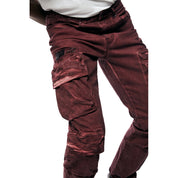 Smoke Rise Utility Pigment Dyed Twill Cargo Pants - Burgundy