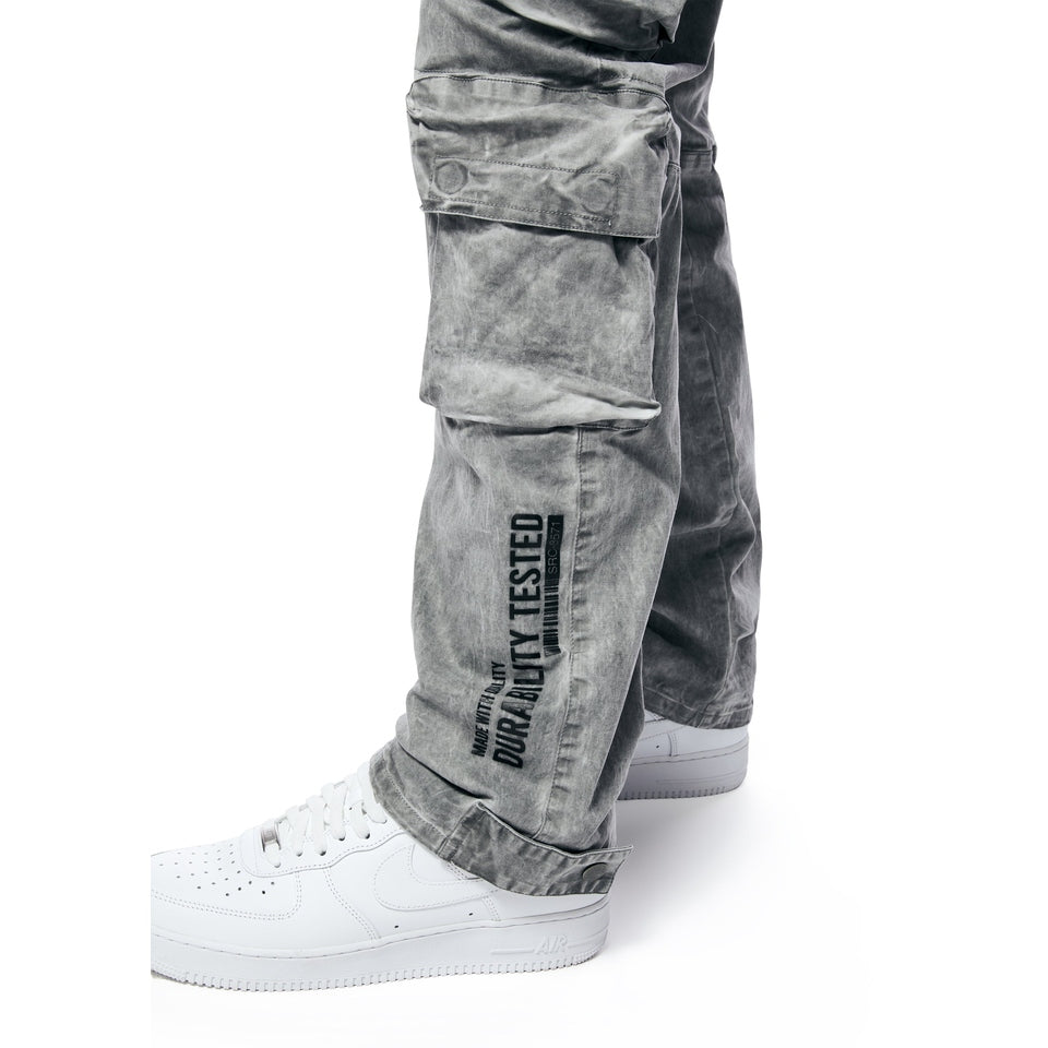 Smoke Rise Utility Pigment Dyed Twill Cargo Pants - Light Grey