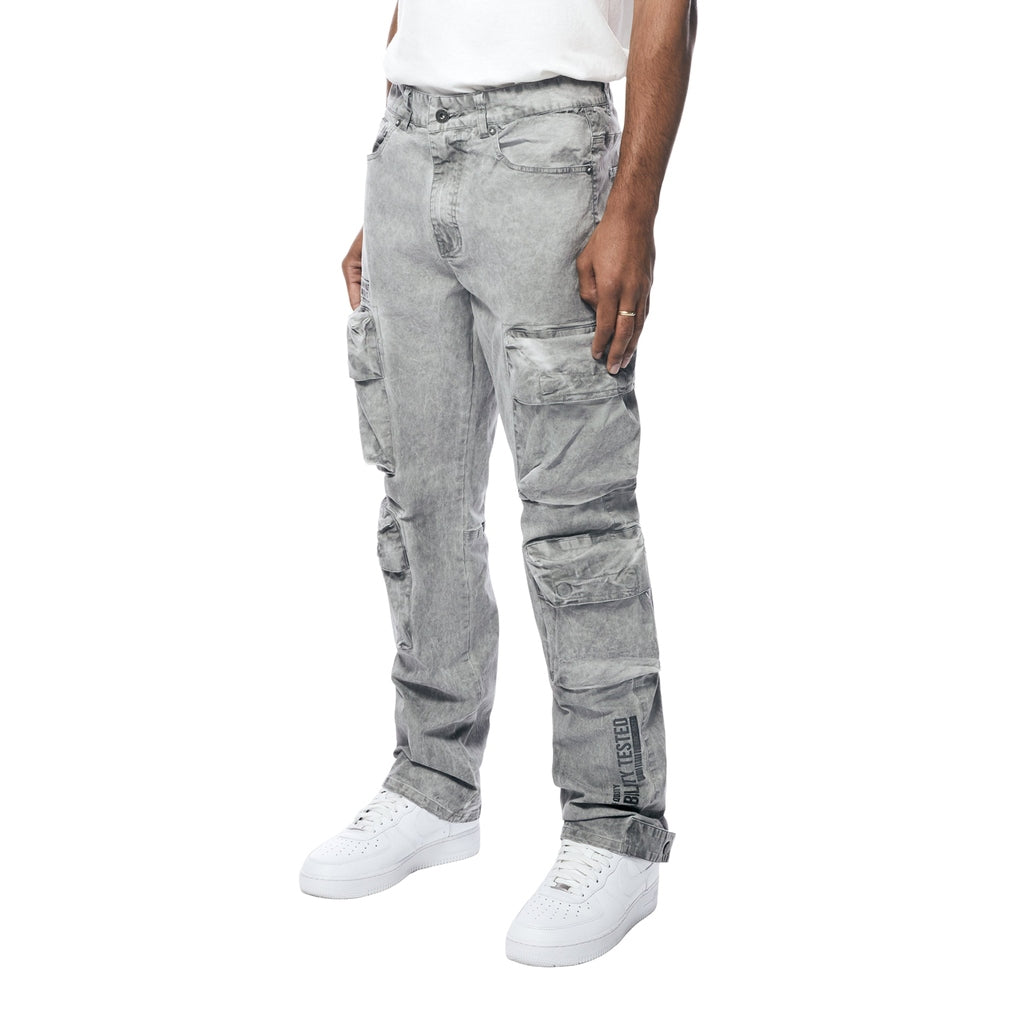 Smoke Rise Utility Pigment Dyed Twill Cargo Pants - Light Grey