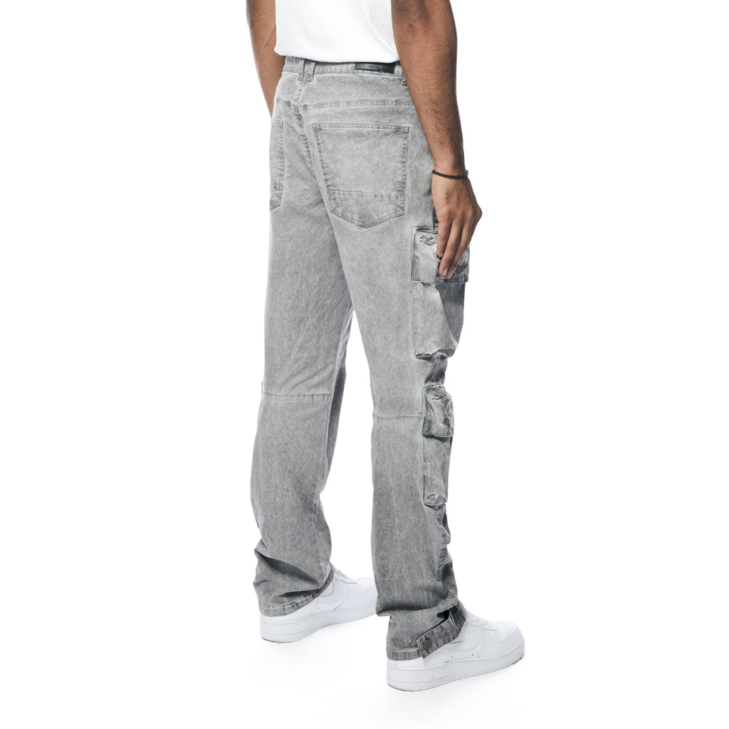 Smoke Rise Utility Pigment Dyed Twill Cargo Pants - Light Grey
