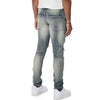 Rip And Repaired Color Denim Jeans - Blue Opal