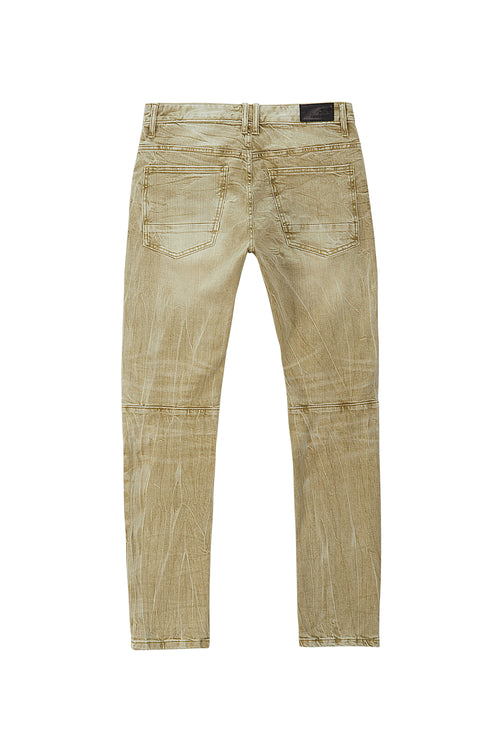 Rip And Repaired Color Denim Jeans - Light Oak