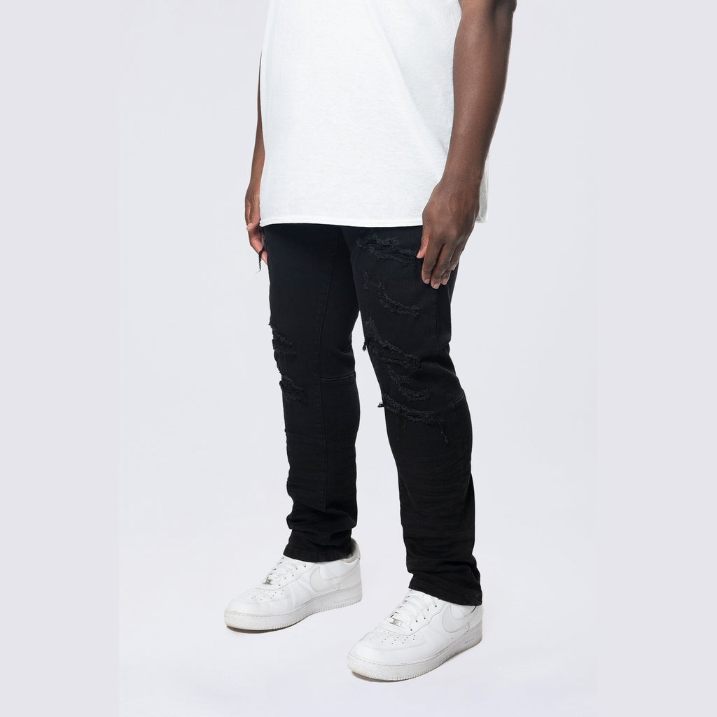 Smoke Rise Big and Tall Big and Tall - Rip & Repaired Colored Jeans - Black