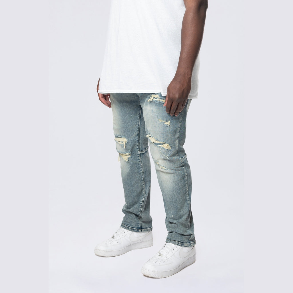 Smoke Rise Big and Tall Big and Tall - Rip & Repaired Colored Jeans - Chester Blue