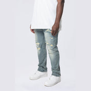 Smoke Rise Big and Tall Big and Tall - Rip & Repaired Colored Jeans - Chester Blue