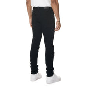 Smoke Rise Slim Tapered Rip & Repaired Colored Jeans - Black