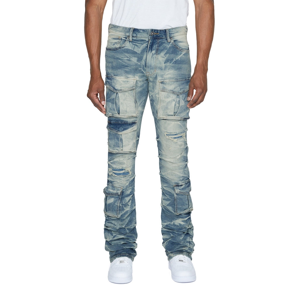 Smoke Rise Stacked Utility Denim Jeans - Clyde Blue