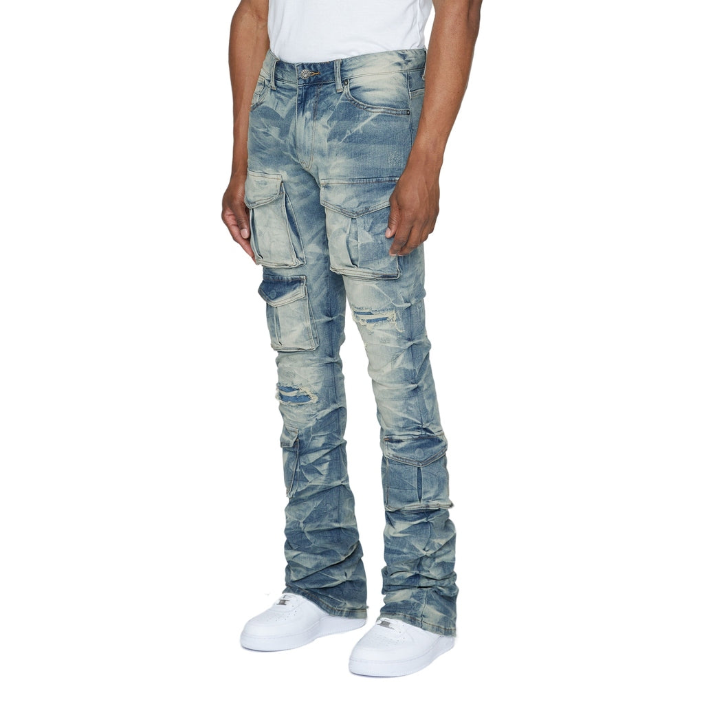 Smoke Rise Stacked Utility Denim Jeans - Clyde Blue