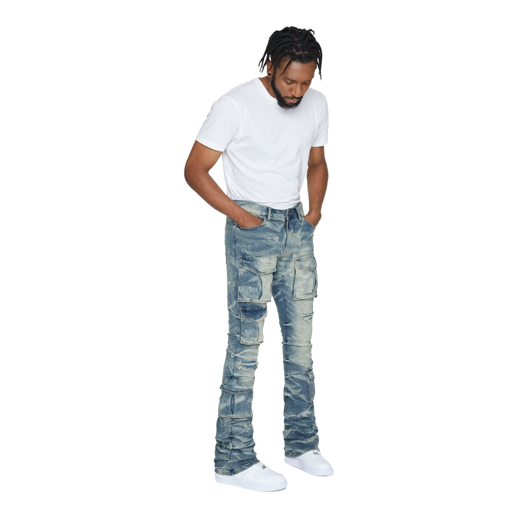 Smoke Rise Stacked Utility Denim Jeans - Clyde Blue