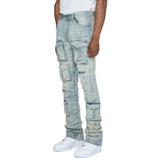 Smoke Rise Stacked Utility Denim Jeans - Industrial Blue