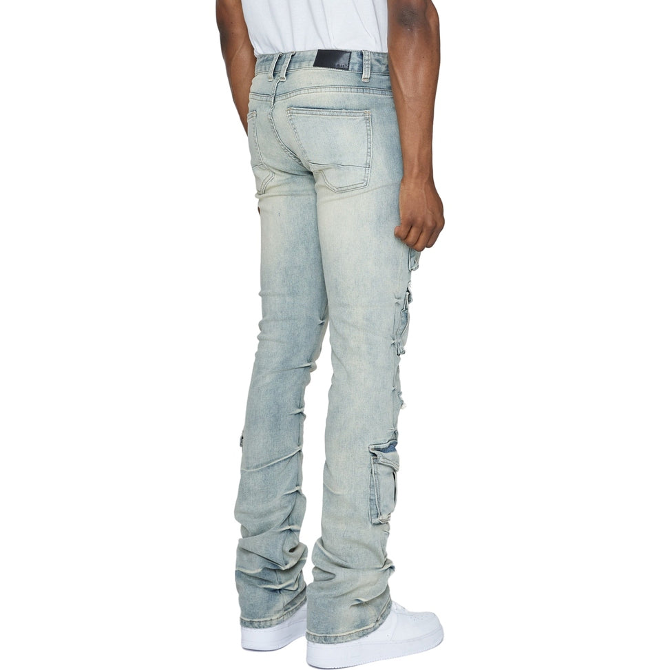 Smoke Rise Stacked Utility Denim Jeans - Industrial Blue