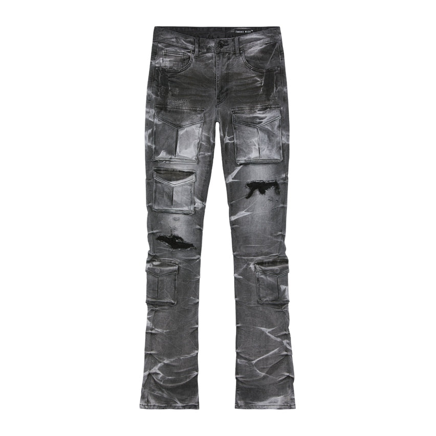 Smoke Rise Stacked Utility Denim Jeans - Pluto Grey