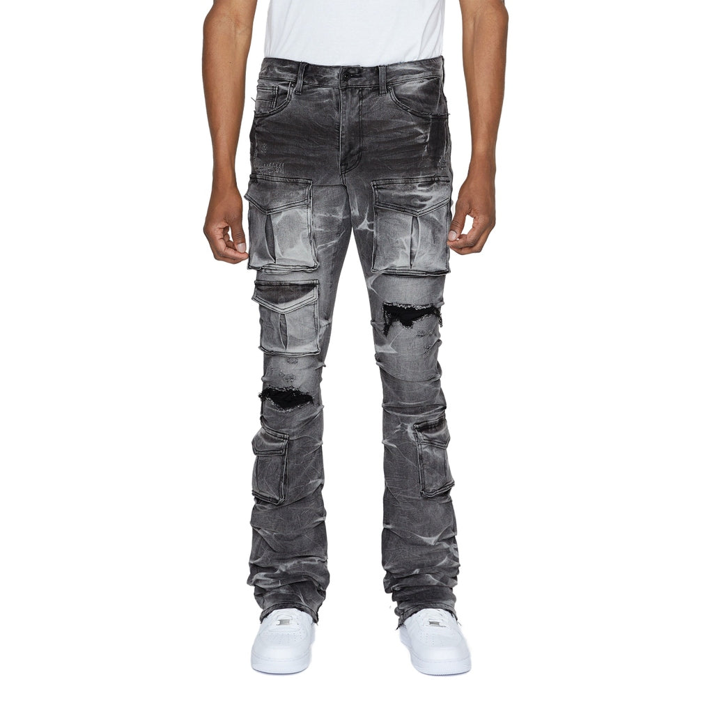 Smoke Rise Stacked Utility Denim Jeans - Pluto Grey