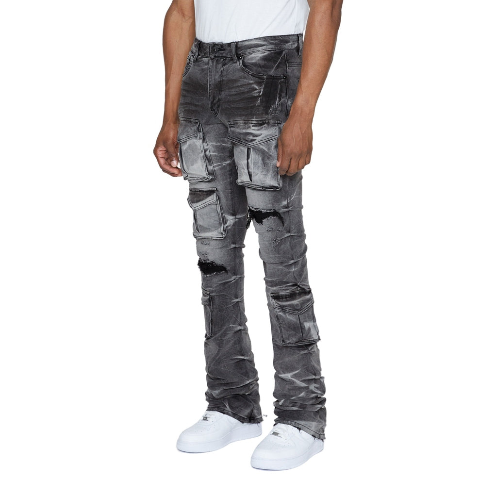 Smoke Rise Stacked Utility Denim Jeans - Pluto Grey