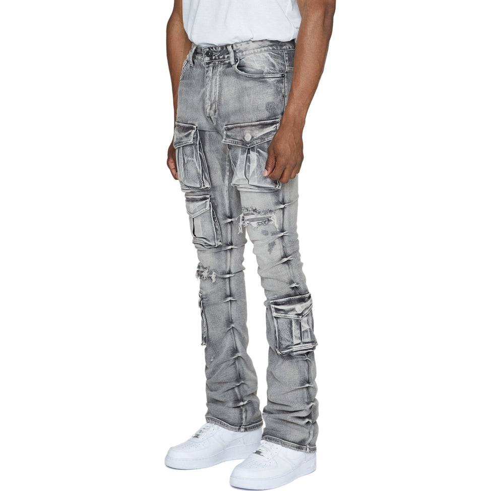 Smoke Rise Stacked Utility Denim Jeans - Union Grey