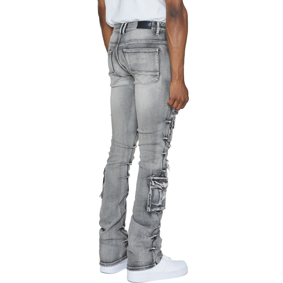 Smoke Rise Stacked Utility Denim Jeans - Union Grey