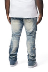 Big And Tall Utility Pocket Stacked Denim Jeans - Clyde Blue
