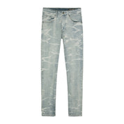 Smoke Rise Lightning Effect Jeans - Industrial Blue