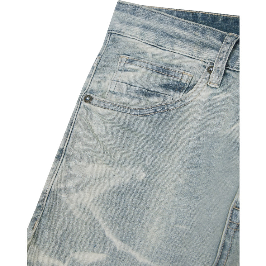 Smoke Rise Lightning Effect Jeans - Industrial Blue